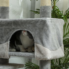PawHut - Arbre à chat 53 po - grand meuble condo - gris-Satisfait l'instinct naturel du chat à grimper et griffer tout en protégeant vos meubles 