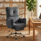 HOMCOM - Chaise de bureau ergonomique inclinable avec tissu flanelle neige - gris foncé-S’incline jusqu’à 155° avec un repose-pieds pour des siestes relaxantes à tout moment