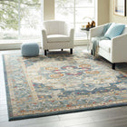 Modway - Tribute Médaillon floral vintage vieilli Diantha Tapis de comédie 8 pi l x 10 pi L - Multicolore-Tissage serré à poil bas