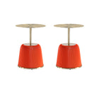 Manhattan Comfort - Lot de 2 tables d’appoint modernes Anderson 40 cm, revêtement similicuir orange-Table d’appoint moderne - Lot de 2 pour salon
