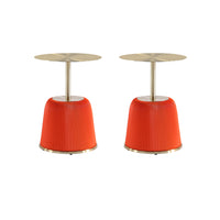 Manhattan Comfort - Lot de 2 tables d’appoint modernes Anderson 40 cm, revêtement similicuir orange-Table d’appoint moderne - Lot de 2 pour salon