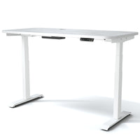 MotionGrey - Bureau assis-debout à deux moteurs electriques reglable en hauteur pour la maison/bureau-Cadre blanc -Plateau blanc-Bureau assis-debout electrique reglable en hauteur
