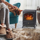 HOMCOM - Foyer électrique portatif sur pied 16 po, 750/1500 W, noir-Aucune option de chaleur pour un plaisir visuel toute l'année et la luminosité de la flamme du feu est réglable 