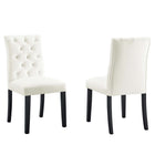 Modway - Duchess Performance Velvet Chaises de salle à manger Ensemble de 2 - Blanc-Cadre en bois massif