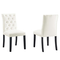 Modway - Duchess Performance Velvet Chaises de salle à manger Ensemble de 2 - Blanc-Cadre en bois massif