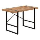 Monarch Specialties - 7657 Bureau 48 po L - Faux Bois Pale/Metal Noir-Bureau d'ordinateur d'inspiration industrielle avec un dessus de bureau à panneaux épais au fini faux bois récupéré clair