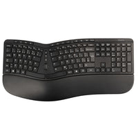 Staples - Clavier ergonomique sans fil Tech - Noir - Francais-Conception ergonomique : son repose-poignets et sa forme incurvée favorisent une position de frappe naturelle