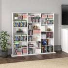 Prepac - Cabinet d'affichage haut à 3 colonnes 51 po, cabinet de rangement pour DVD avec 21 étagères ajustables - Blanc-Fabriqué à partir de bois composites stratifiés non toxiques avec un support en MDF robuste