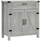 HOMCOM - Buffet 29,9 po L, armoire latérale - gris-Design de style ferme avec porte de grange qui rend votre maison plus attrayante 