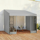 Outsunny - tonnelle pergola murale 10 pi l x 10 pi L avec rideaux et moustiquaires - gris clair-Le toit de pergola en polyester avec revêtement PA protège contre les UV