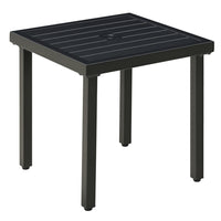 Outsunny - Table d'appoint de jardin avec trou pour parasol - noir-Le cadre en acier rend cette table de cocktail stable pour une utilisation quotidienne 