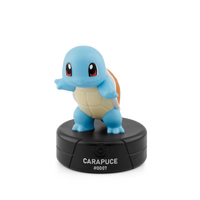 tonies -  Pokémon : Carapuce figurine Tonie - Français-Liste des titres : 1. À la rencontre de Carapuce 2. Introduction à l’univers et aux personnages 3. Histoire 1 : Plongeon en été 4. Académie des Dresseurs : Les Poké Balls 5. Combat de capacités Pokémon 6. Histoire 2 : Carapuce et le mystère de la plage 7. Académie des Dresseurs : Le premier partenaire Pokémon 8. Histoire 3 : Tracas au camping 9. Conclusion Durée totale : env. 67 minutes
