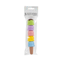 Merangue - Surligneur Crème Glacée Empilable - pointe biseautée - couleurs variées -4 surligneurs pastel empilés