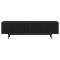 Hudson&Canal - Meuble TV Whitman pour téléviseurs jusqu'à 75" - Grain noir-Une conception de transition peut accueillir des téléviseurs jusqu'à 75 pouces pour votre espace de divertissement