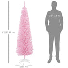 HOMCOM - Sapin de Noël artificiel 6' mince - décoration de fête - rose-La base est détachable pour un rangement facile 