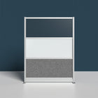 Luxor - Mur modulaire 53 x 70 - Cadre gris large, fenêtre givrée, tableau blanc, PET gris frais-Améliore la diffusion de la lumière tout en réduisant les distractions