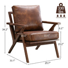 Ebello - Joichiro Fauteuil à accoudoirs 29,5 po cadre bois massif rétro milieu de siècle rembourré, brun clair-8