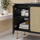 Modway - Chaucer 30" Vanette de salle de bain - Noir noir-Portes en rotin tissé