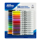 Hilroy - Marqueurs permanents, marqueur permanent, faible odeur, pointe fine, couleurs assorties, Lot de 24-Assortis