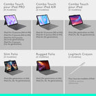 Logitech Combo Touch, étui clavier pour iPad Pro 11 pouces (M4 et M5)(2024 et 2025) - Graphite - Anglais-Saisissez n’importe où, de jour comme de nuit: le clavier rétroéclairé sans fil ajustable s’illumine de façon élégante avec un éclairage précis, pour des sessions de travail toujours plus agréables 