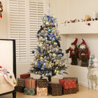 HOMCOM - Sapin de Noël artificiel illuminé de 5 pieds avec ornements bleus-Les lumières LED offrent des réglages blanc chaud 