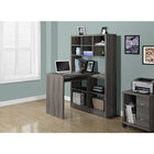 Monarch Specialties - 7041 Bureau - Taupe Fonce De Coin Cote Droit Ou Gauche-Ce bureau de coin à la mode a une configuration réversible avec une installation à gauche ou à droite.