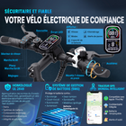 Gyrocopters - Vélo électrique pour adultes Zeil - Vitesse 40 km/h - Autonomie PAS 91 km - Noir-Protégez votre investissement grâce à un traceur GPS antivol inclus pour un suivi de localisation en temps réel (compatible iOS)