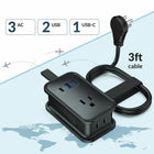 Uncaged Ergonomics - Chargeur de voyage ergonomique sans cage - 4 CA - 2 USB - 1 USB-C - Noir - Paquet de 2-2 prises à 3 broches.