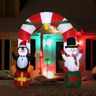 Outsunny - Arche gonflable de bonbons de Noël de 9' avec pingouin - bonhomme de neige - boîte cadeau LED - Blanc-Se dégonfle pour un rangement facile (lorsque vous n'éblouissez pas vos voisins) 