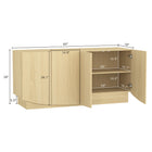 Manhattan Comfort - Ardea 60" Buffet contemporain à 4 portes - Chêne naturel-Étagères intérieures réglables pour un rangement et une organisation flexibles