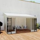 Outsunny - Pergola gazebo mural 10 pi l x 13 pi L avec rideaux et moustiquaires - beige-Le toit de pergola en polyester avec revêtement PA protège contre les UV