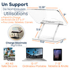 ShoppingAll - Porte-livre pliable et réglable avec base rotative à 360° et clips élastiques - Blanc-Durable Et Élégant - Fabriqué en bois et aluminium de haute qualité, ce support est non seulement fonctionnel, mais aussi conçu pour durer. Utilisez-le comme présentoir rotatif, porte-documents pour la dactylographie ou support de livre robuste avec clips de maintien sécurisés.