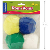 Selectum - Pom Pom 3 po - Couleurs variées - Paquet de 4-Idéal pour l'artisanat