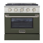 Kucht - 30 po Série KNG Cuisinière Pro Style au gaz naturel - Acier inoxydable/Vert olive-Cuisez et pâtissez comme un pro grâce au four à convection extra-grand offrant une capacité de 4,2 pi³, une configuration à cinq grilles et une vaste fenêtre d’observation