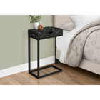 Monarch Specialties - 3604 Table D'Appoint - Marbre Noir/Metal Noir Et Tiroir-3
