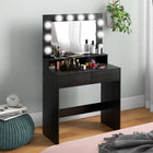 HOMCOM - Coiffeuse avec miroir éclairé - 31,5 po L x 15,7 po l x 53,1 po H - noir-Deux tiroirs et trois compartiments facilitent le classement des objets 