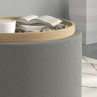 HOMCOM - Table basse ronde avec plateau, espace de rangement et revêtement - gris-Plateau en MDF avec placage en bois naturel pour un nettoyage facile 