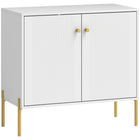 HOMCOM - Buffet moderne 31,5 po L avec portes rainurées - blanc-Doté de portes cannelées et d'accents dorés, rehaussant instantanément le style de votre pièce 