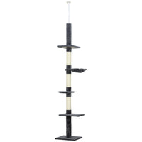 PawHut - arbre à chat 8,5 pi à 5 niveaux, centre d’activités pour chat, gris foncé-Cinq niveaux différents pour que votre chat puisse s’asseoir, jouer, se détendre et dormir 