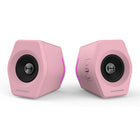 Hecate by Edifier - G2000 Enceintes stéréo de jeu multi-entrées Bluetooth avec lumières RGB - Rose-Armoire unique en forme de colonne avec élévation de 10 degrés et cavité isométrique de 0,65 L, panneau mat et gravure laser en métal, logo sérigraphié et patins antidérapants