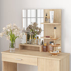 HOMCOM - Coiffeuse avec miroir - 35,4 po L x 15 po l x 54,3 po H - bois naturel-Montage requis 