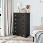 Prepac Riverdale – Commode à 5 tiroirs, noir délavé, (HDC-3345-V)-Fini en stratifié souple, noir délavé