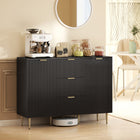 HOMCOM - Buffet 47,2 po L, armoire de rangement, noir-Étagère réglable sur 3 niveaux pour accueillir des objets de différentes hauteurs 