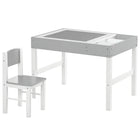Qaba - Ensemble table et chaises Lego pour enfants avec rangement - Gris-L'ensemble de 2 pièces comprend 1 bureau et 1 chaise assortie 