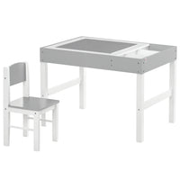 Qaba - Ensemble table et chaises Lego pour enfants avec rangement - Gris-L'ensemble de 2 pièces comprend 1 bureau et 1 chaise assortie 