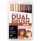 Tombow - Stylos à double pointe, couleurs portrait, paq./10-10 pièces aux couleurs « portrait » variées, dans un étui en plastique.