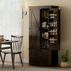 HOMCOM - Armoire de cuisine garde-manger 64 po avec portes et tiroirs - brun-Armoire à quatre niveaux et deux tiroirs maximisent les possibilités de rangement 