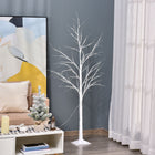 Outsunny - Arbre de bouleau lumineux 5 pi avec 58 LED et 8 modes d’éclairage - blanc-Base large et 4 piquets au sol pour une position stable 