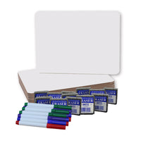Flipside Products Dry Erase Boards (9" x 12") with coloured Pens & Erasers, Set of 12-Perfect for the household, school, or workplace!