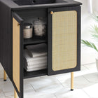 Modway - Chaucer 24" Vanette de salle de bain - Noir noir-Portes en rotin tissé